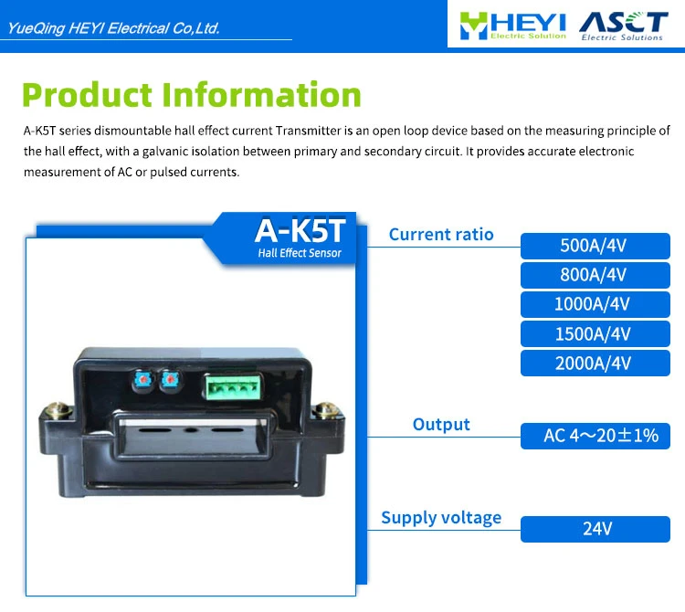 Hall Effect Sensor (A-K5T series) Linear AC 2000A